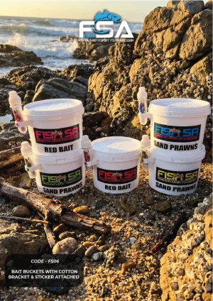 Bait buckets with cotton bracket & sticker attached